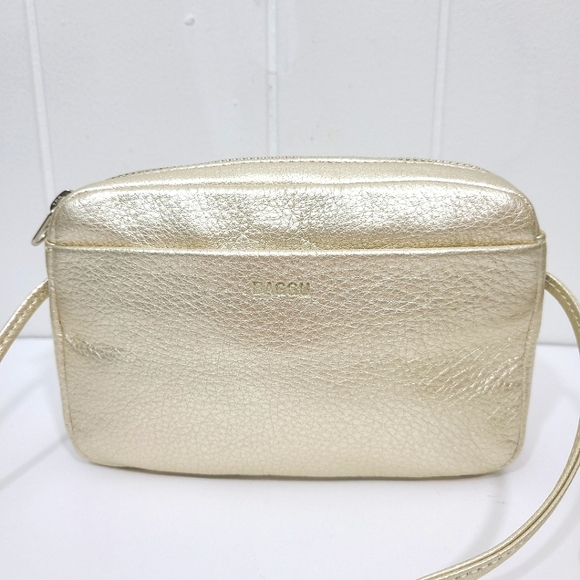 BAGGU Handbags - Baggu Mini Leather Crossbody Bag Metallic Gold Micro Nano Bag Purse Handbag